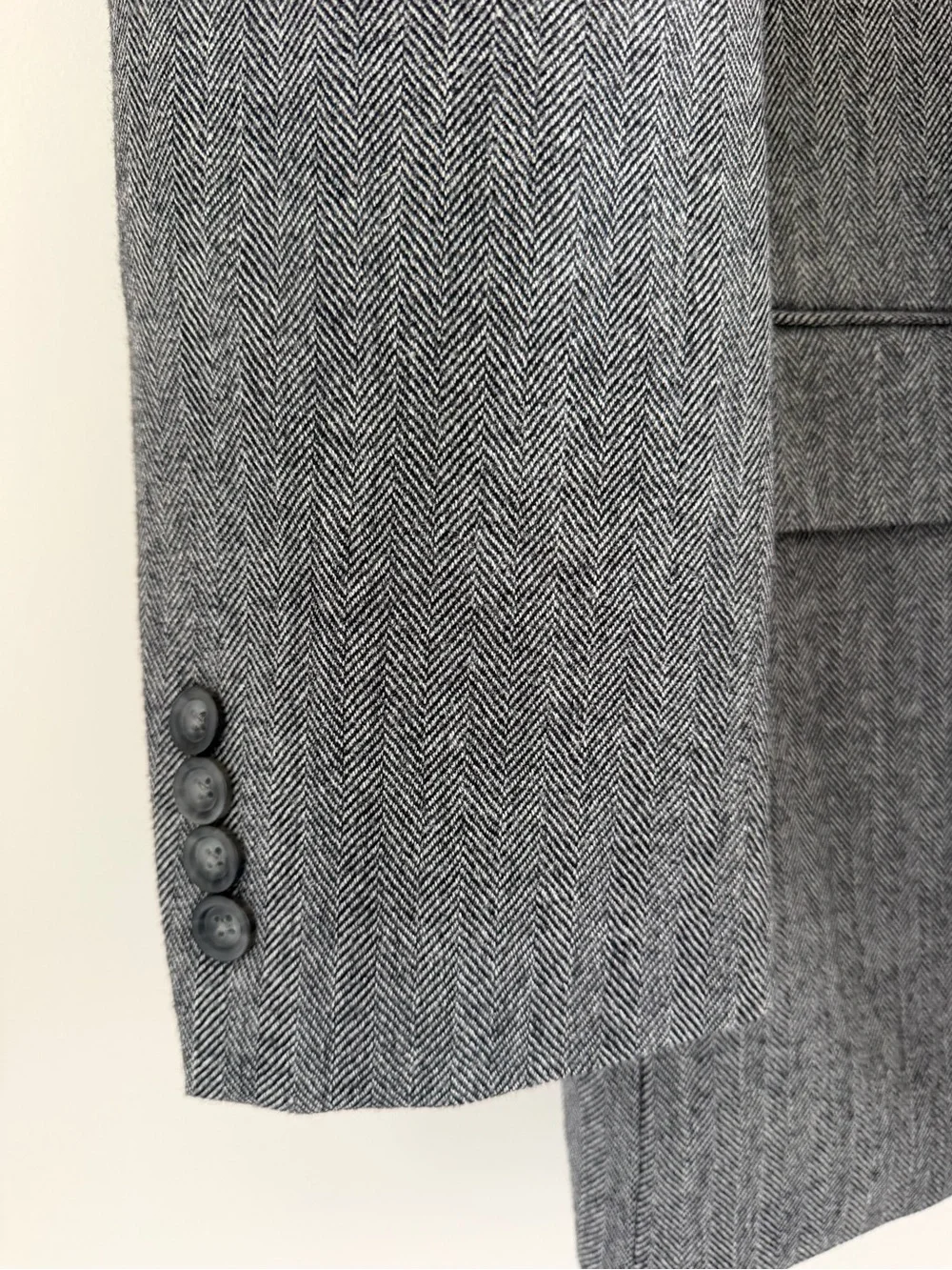 Joseph & Feiss Gold Blazer 46L Gray Herringbone Sport Coat 100% Lambswool